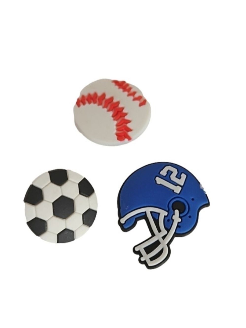 sport's Crock's Charms bundle of 3 soccer baseball football charms Jibbitz Charm